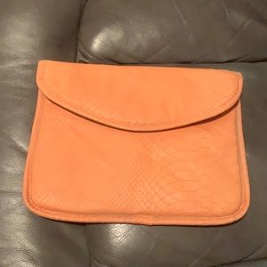 Coral Snakeskin Clutch/Tech Case